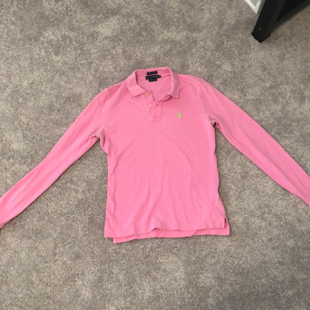 Pink Ralph Lauren Polo long sleeve shirt size m